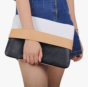 Stylish Black, White, and Tan Women's Clutch